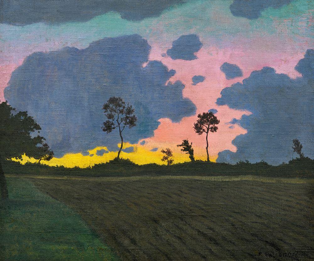 Félix Vallotton - Coucher de soleil, nuages bleus. 1918.