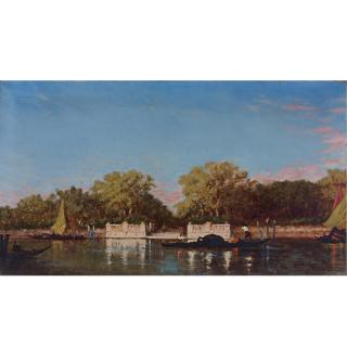Félix Ziem - A Gondola At The Jardin Français, Venice