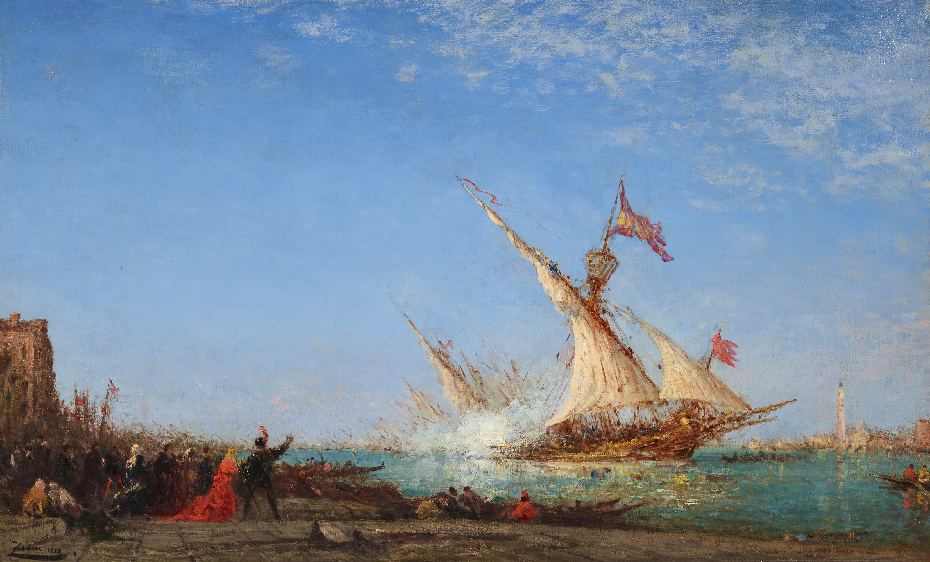 Félix Ziem - Coup De Canon À Venise, Jour De Fête 