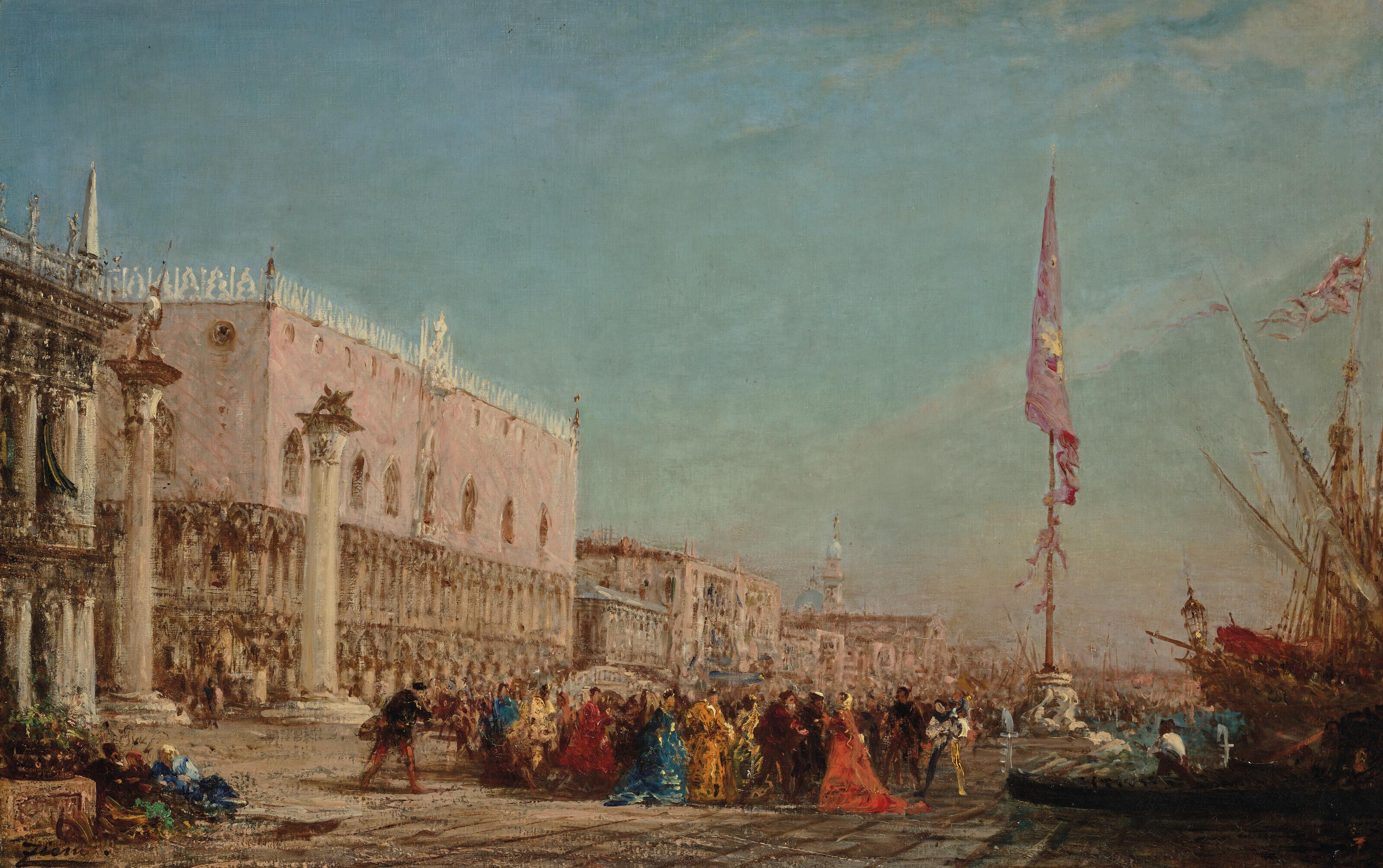 Félix Ziem - Embarquement sur le Môle