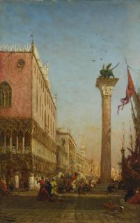 Félix Ziem - French la Colonne Du Lion De Saint Marc Sur Le Môle