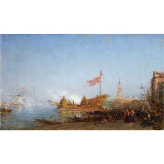 Félix Ziem - French La Sortie Du Buccentaure Devant Le Quai Des Esclavons