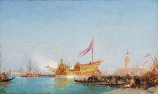 Félix Ziem - French le Bucentaure Vu Du Quai Des Esclavons, Venise