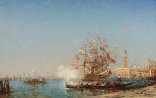 Félix Ziem - Frenchla Fête De L\'Assomption À Venise, Le Coup De Canon