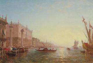 Félix Ziem - Gondolas before the Molo, Venice