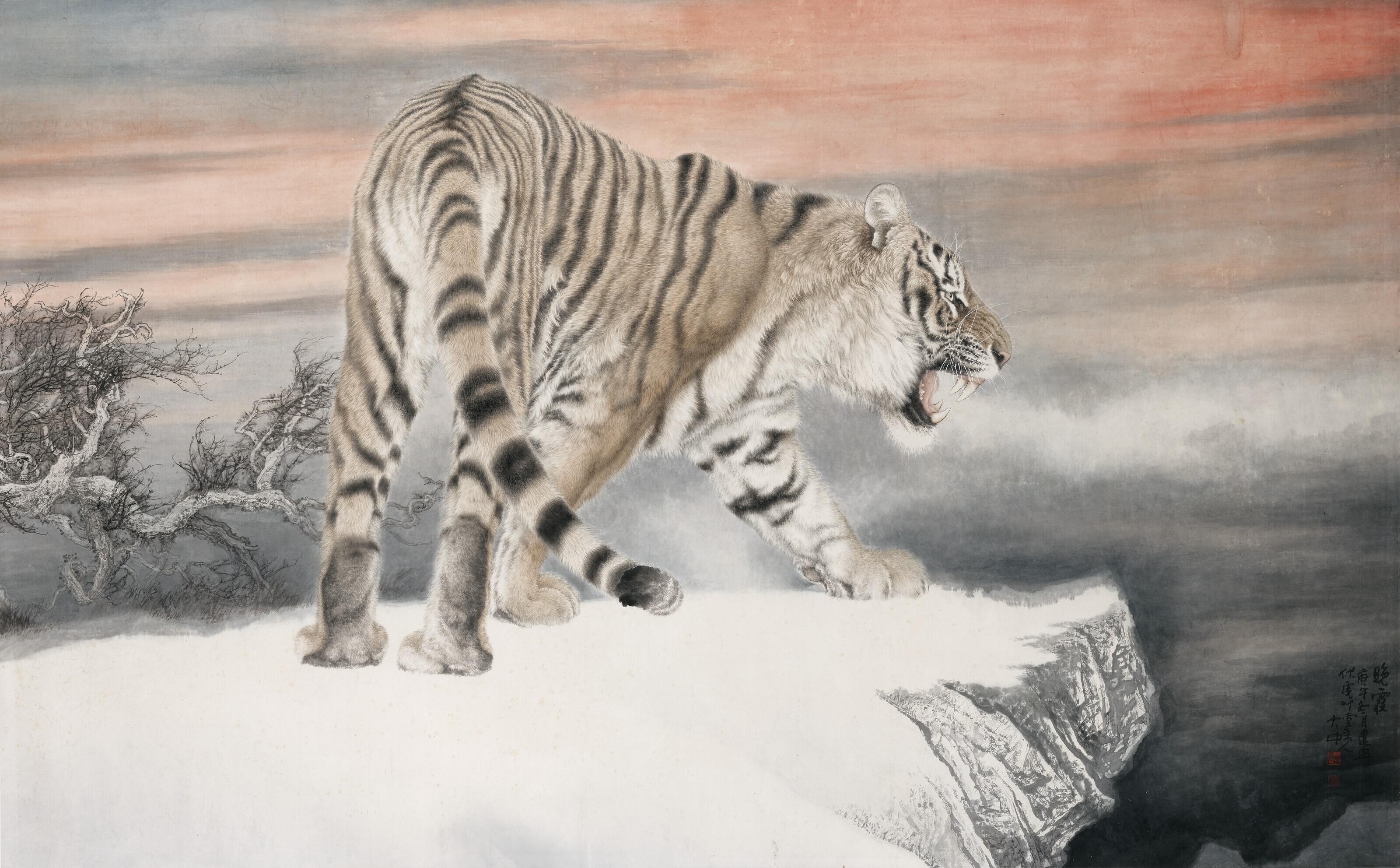 Feng Dazhong - Tiger in Sunset