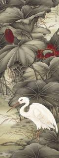 Feng Kanghou - White Egret In Lotus Pond