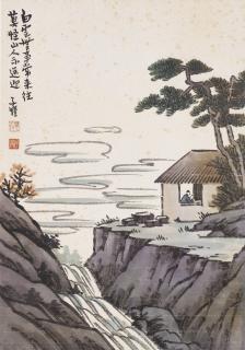 Feng Zikai - Reading in the Mountains