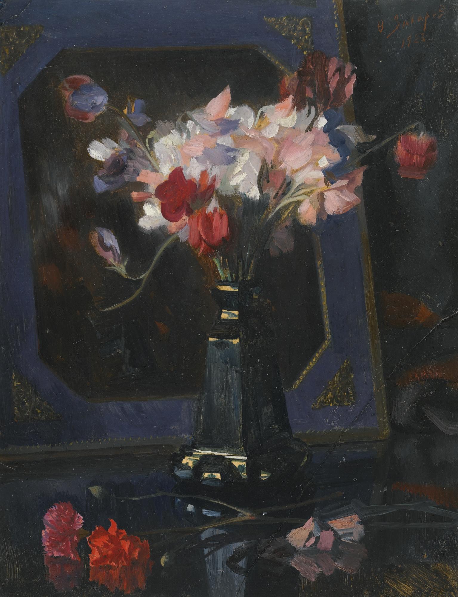 Feodor Ivanovich Zakharov - Still Life With Sweet Peas