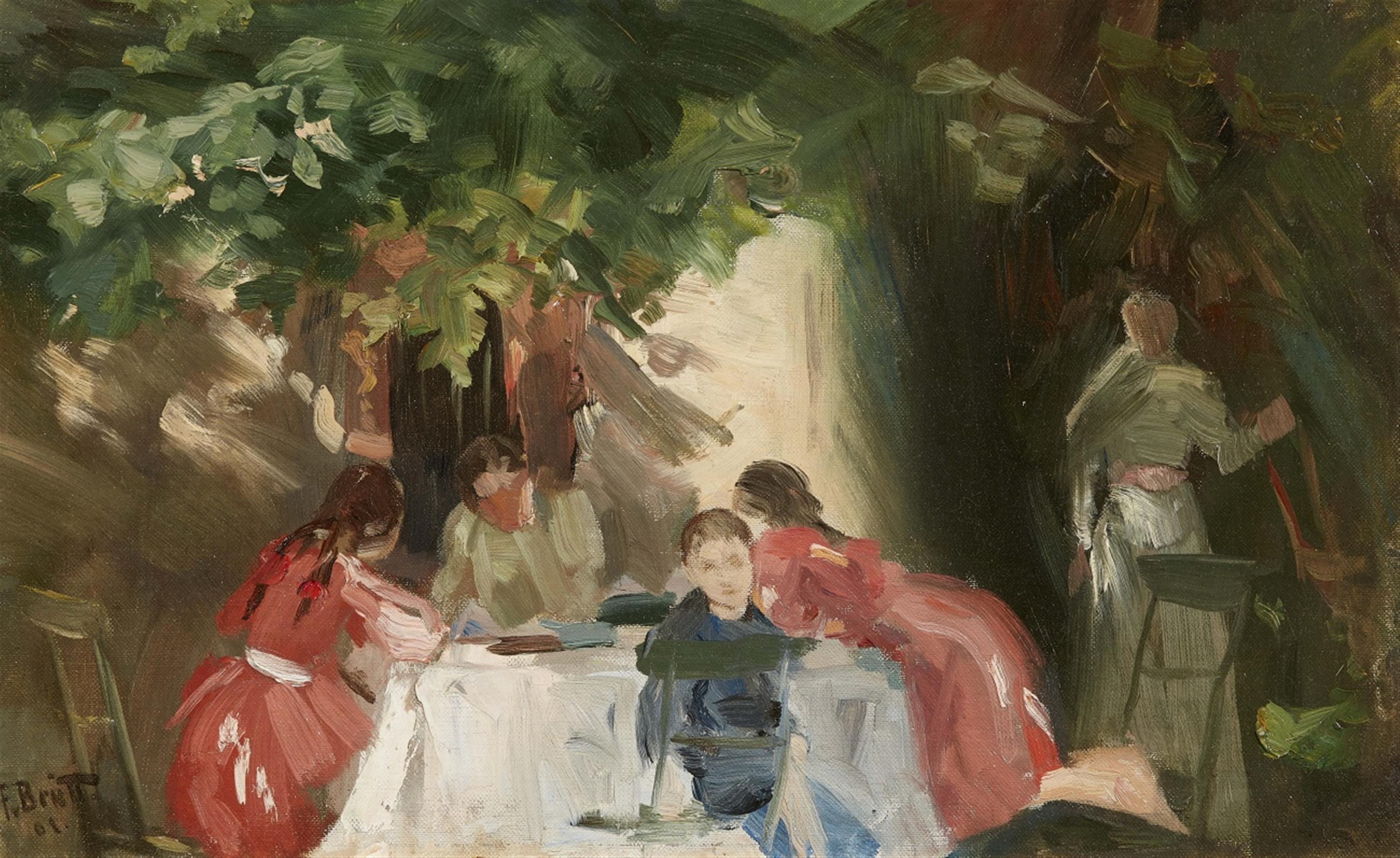 Ferdinand Brütt - Familie Brütt im Garten