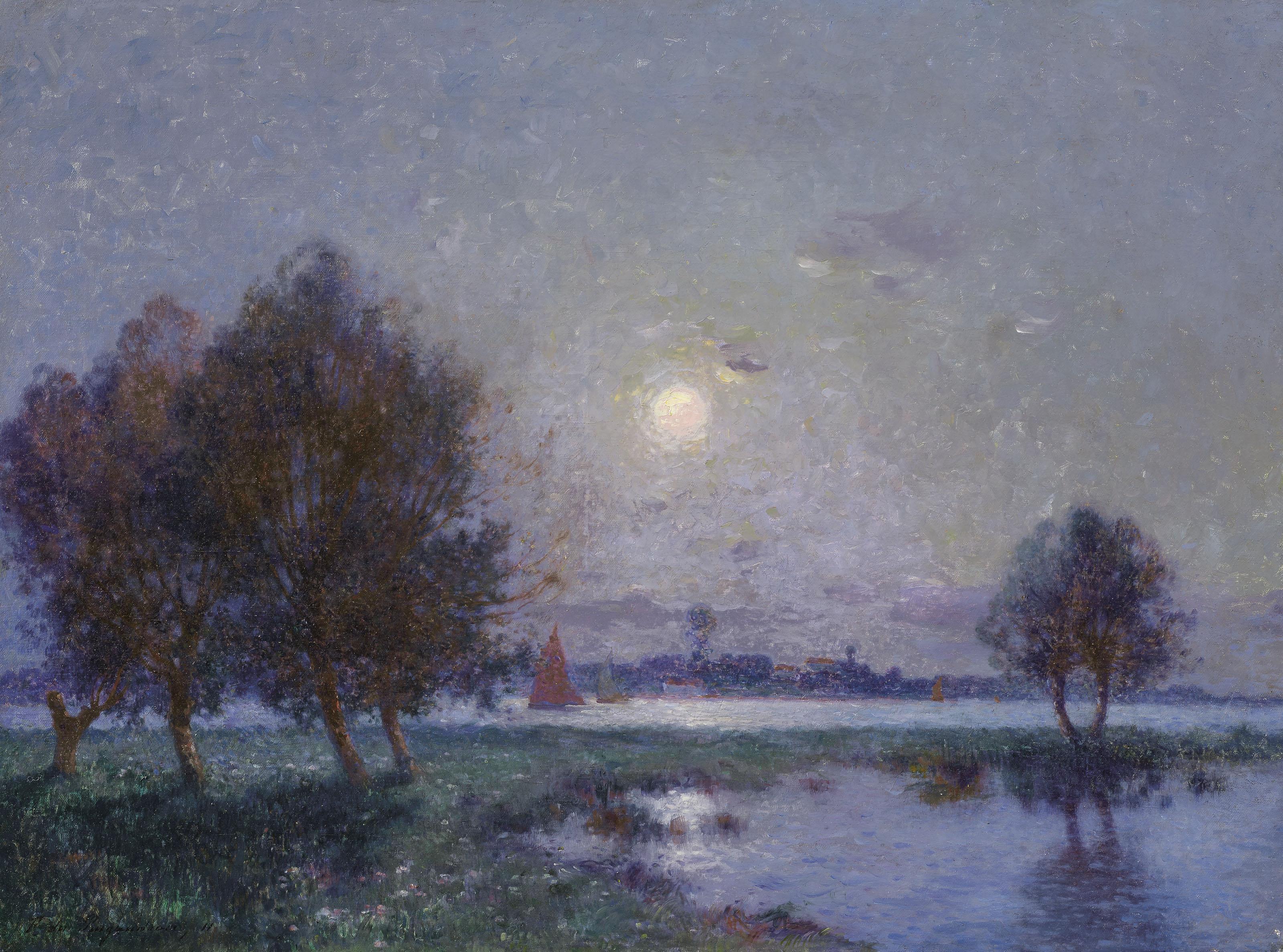 Ferdinand Du Puigaudeau - Bord De Loire Au Clair De Lune