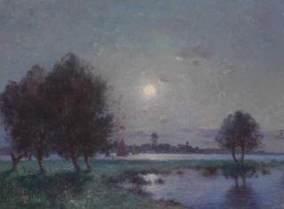 Ferdinand Du Puigaudeau - Bord de Loire au clair de lune