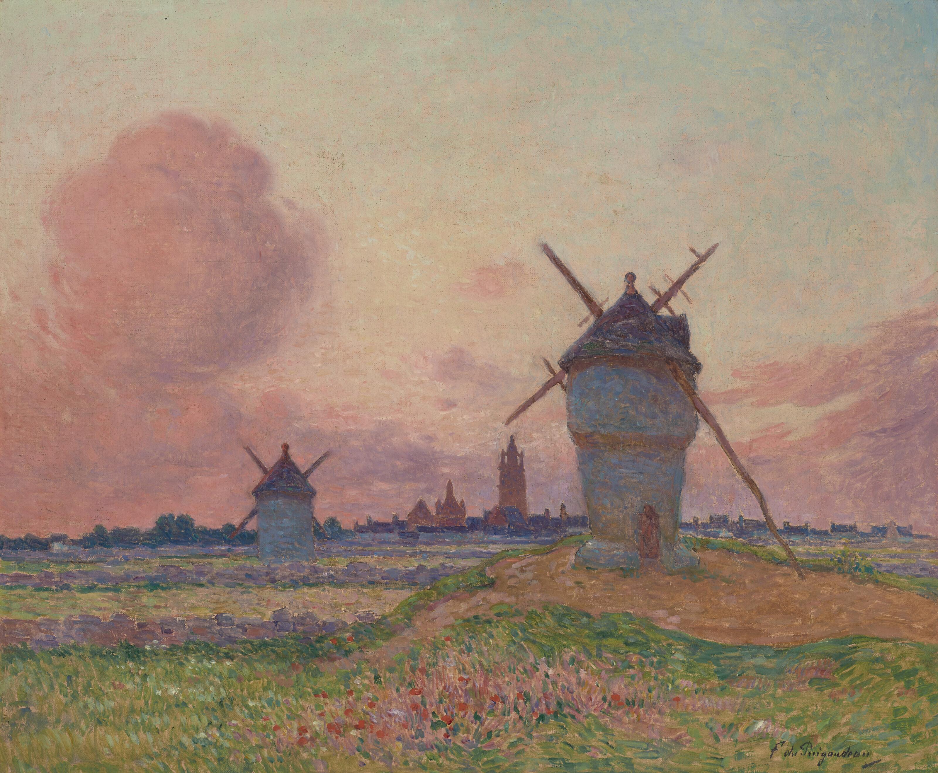 Ferdinand Du Puigaudeau - Coucher de soleil à Bourg de Batz, Bretagne