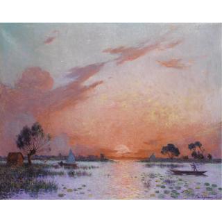 Ferdinand Du Puigaudeau - Coucher De Soleil En Brière