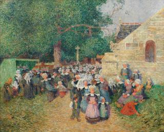 Ferdinand Du Puigaudeau - Sortie de la Chapelle Notre-Dame-de-Trémalo (Pont-Aven)