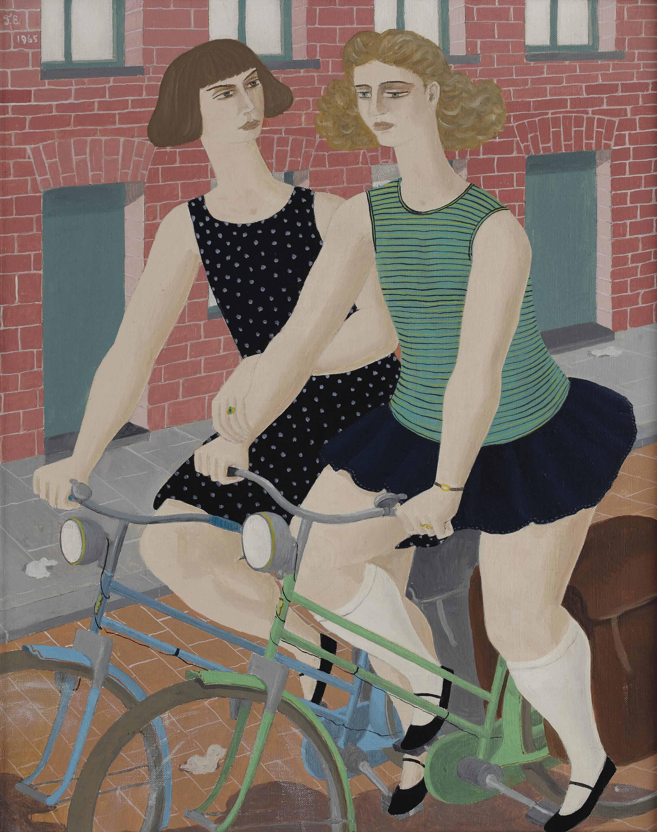 Ferdinand Erfmann - Two women on a bicycle