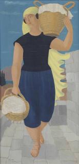 Ferdinand Erfmann - Woman in a Mediterranean landscape