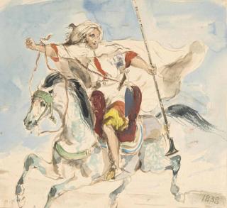 Ferdinand-Eugène-Victor Delacroix - Cavalier arabe à cheval