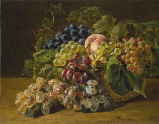 Ferdinand Georg Waldmüller - Austrian stillleben Mit Trauben Und Pfirsichen (Still Life With Grapes And Peaches)