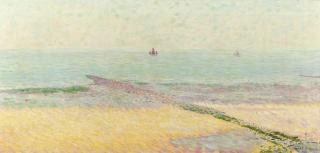 Ferdinand Hart Nibbrig - A sunny day - Beach scene with breakwater