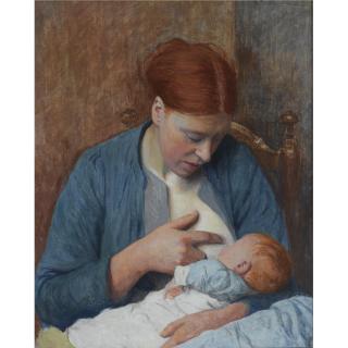 Ferdinand Hart Nibbrig - Dutch Eef Puik, Moeder Haar Kind De Borst Gevende