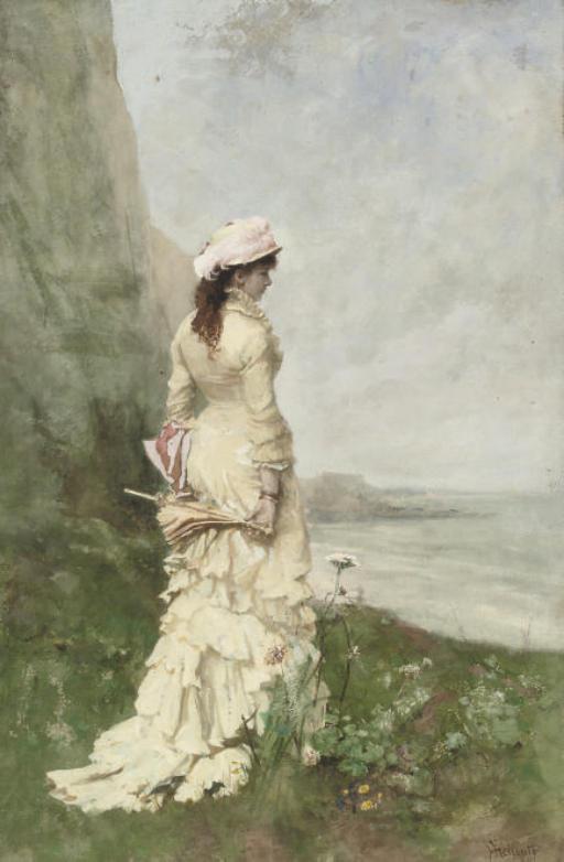Ferdinand Heilbuth - An elegant lady by the sea
