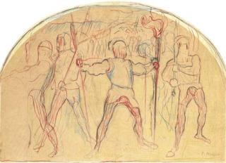 Ferdinand Hodler - A study for The Retreat from Marignano