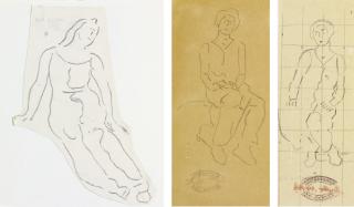 Ferdinand Hodler - Sammelnummer von 3 Studien zu \'Heilige Stunde\', um 1906