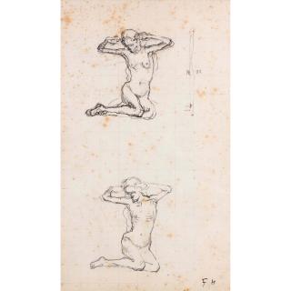 Ferdinand Hodler - Studie Zu \'Der Tag\' - Recto Study For \'The Day\' - Front Studie Zu \'Marignano-Krieger\' - Verso Study For \'Marignano Warrior\' - Back