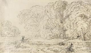 Ferdinand Kobell - A wooded landscape with figures on a track