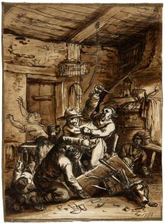 Ferdinand Kobell - Rauferei unter Bauern.