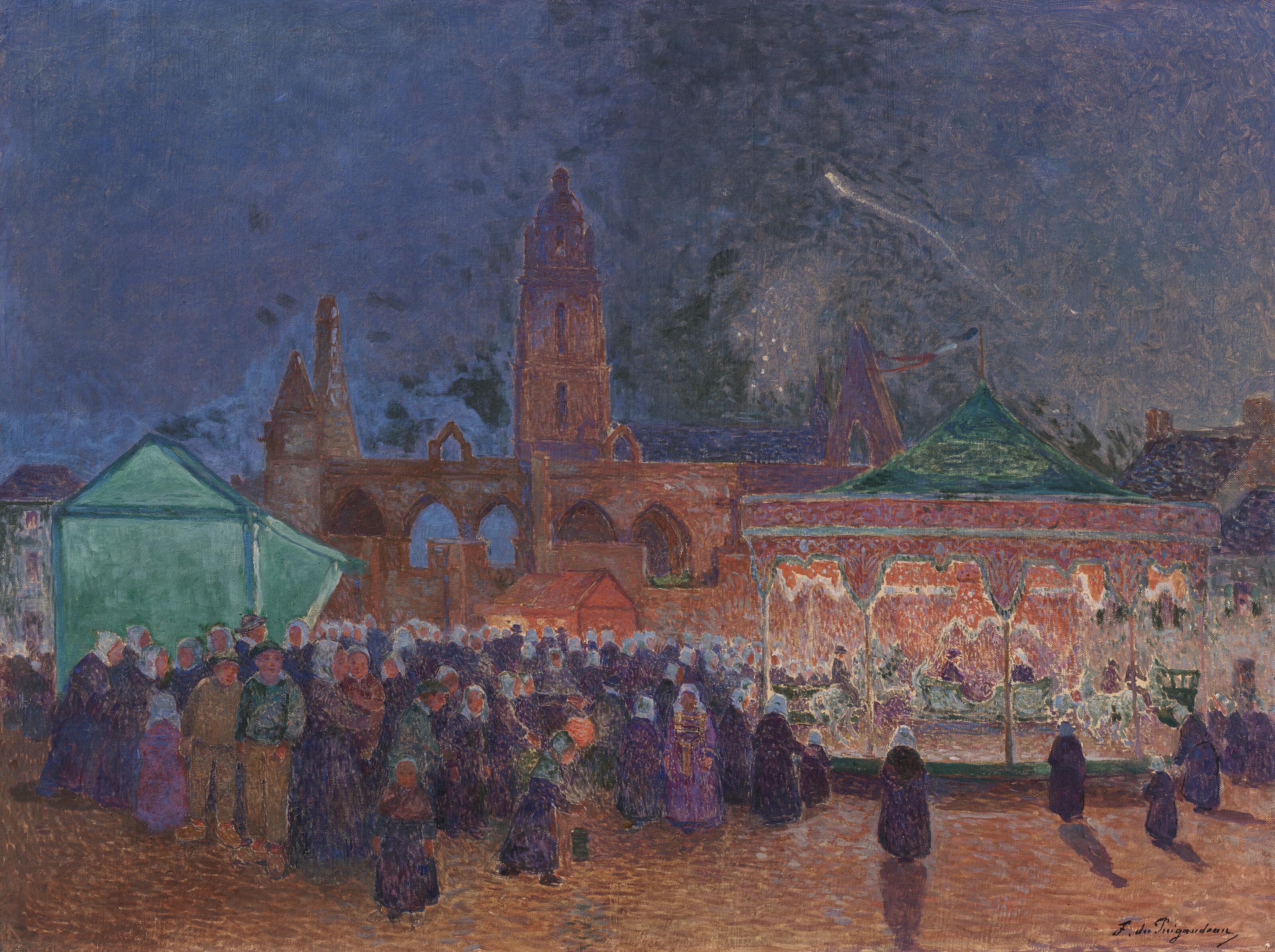 Ferdinand Loyen Du Puigaudeau - La fête foraine de nuit à Batz-sur-Mer