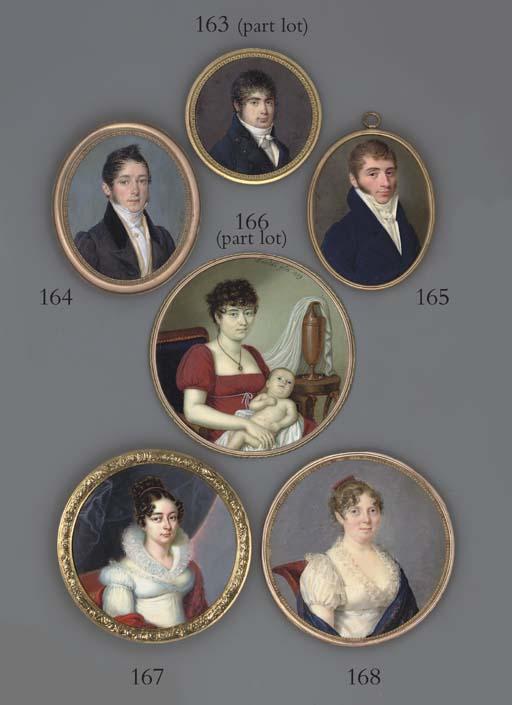 Ferdinand Machéra - A Young Gentleman, In Blue Coat, White Waistcoat And Knotted Cravat, Forward-Combed Light Brown Hair With Side-Whiskers