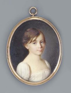 Ferdinand Machéra - A young girl, facing right in white dress, short light brown hair