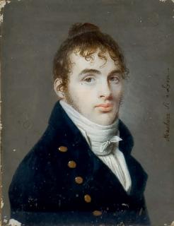 Ferdinand Machera - Portrait d\'homme en buste à la veste bleue