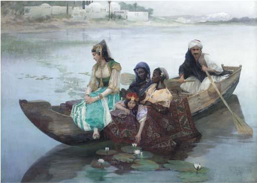 Ferdinand Max Bredt - An Oriental Noblewoman And Her Entourage On A Barge