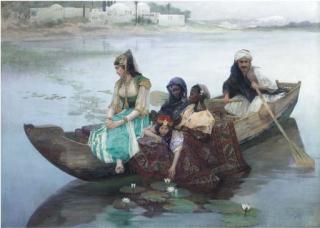 Ferdinand Max Bredt - An Oriental Noblewoman And Her Entourage On A Barge