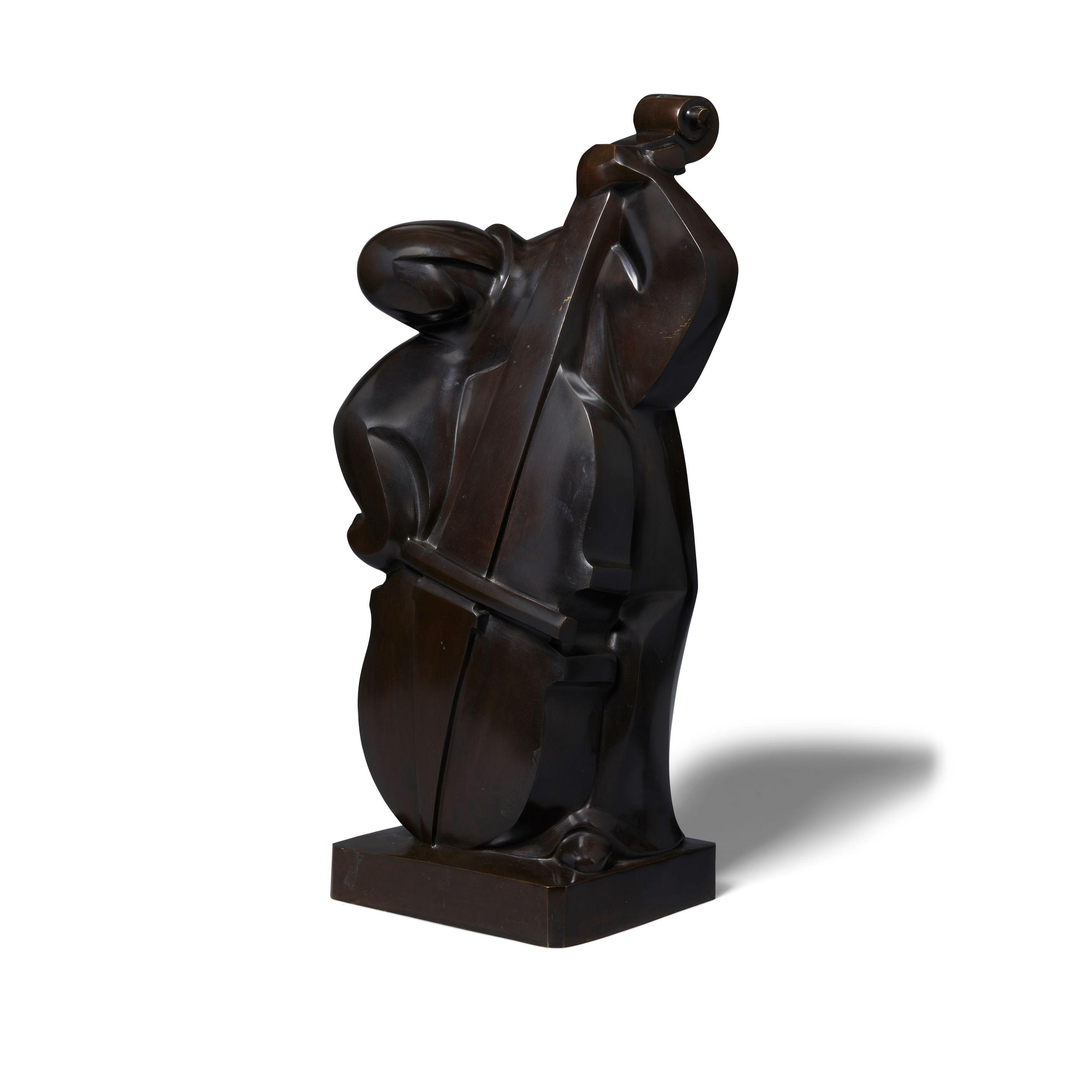 Ferdinand Parpan - A Patinated Bronze Double Bass Player