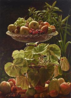 Ferdinand Richardt - Fruit and Plants with a Crystal Bowl