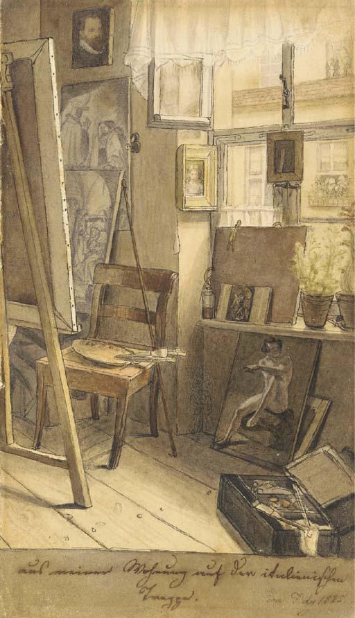 Ferdinand Theodor Hildebrandt - The artist\'s studio in Rome