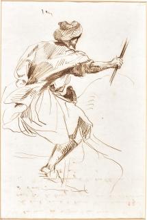 Ferdinand-Victor-Eugène Delacroix - A Charging Arab On Horseback