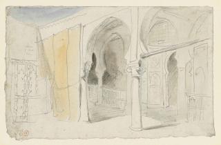 Ferdinand-Victor-Eugène Delacroix - A courtyard in Morocco