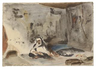 Ferdinand-Victor-Eugène Delacroix - A Moroccan in an interior