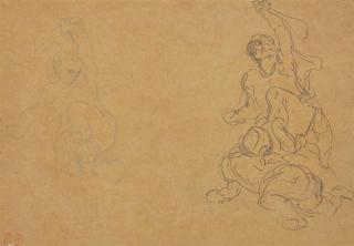 Ferdinand-Victor-Eugène Delacroix - Caïn Et Abel (Recto); Reprise Du Même Groupe (Verso)