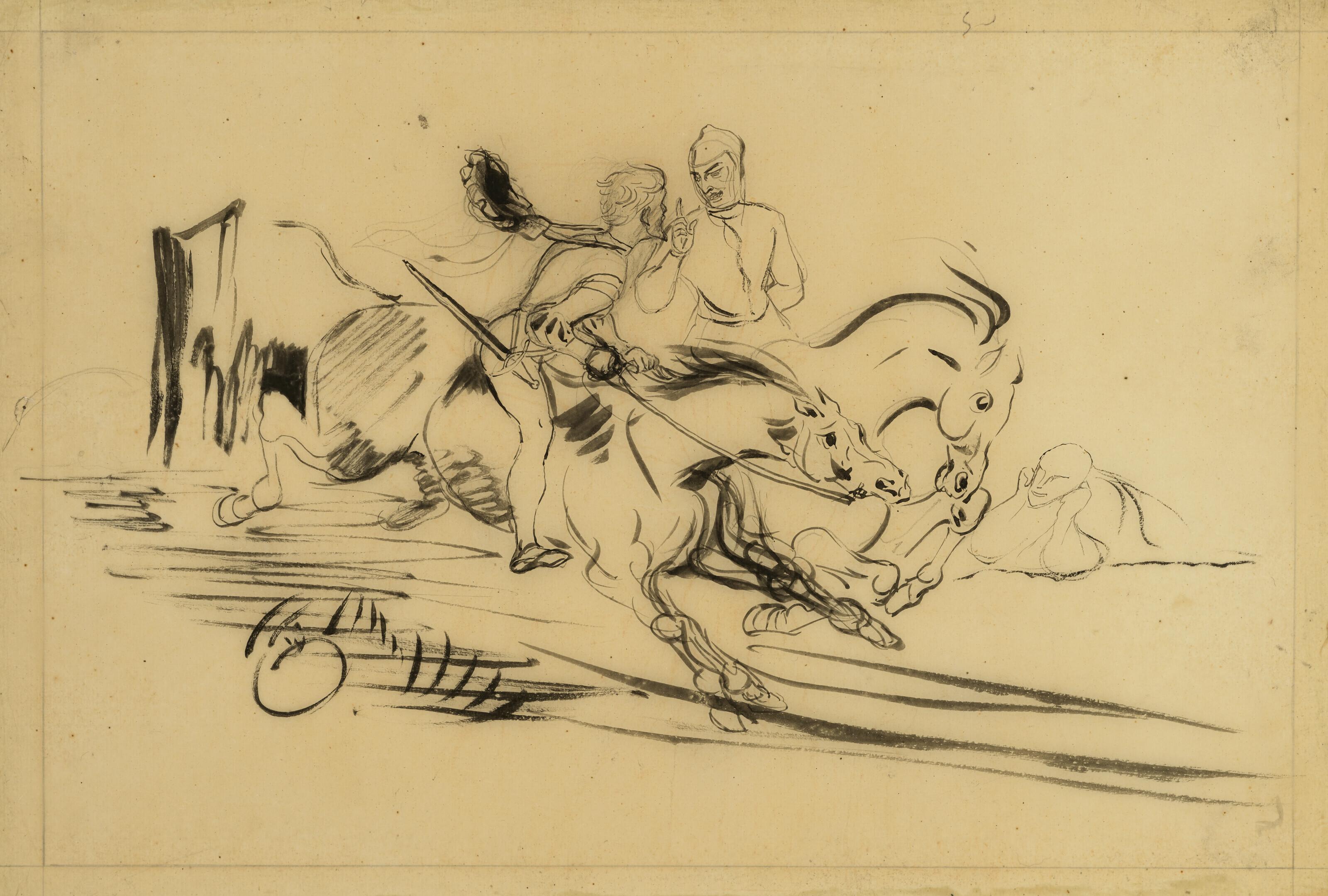 Ferdinand-Victor-Eugène Delacroix - Faust and Mephistopheles galloping on Walpurgis Night