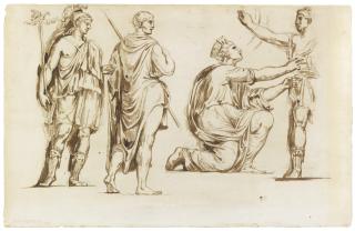 Ferdinand-Victor-Eugène Delacroix -  Sheet Of Studies Of Antique Figures
