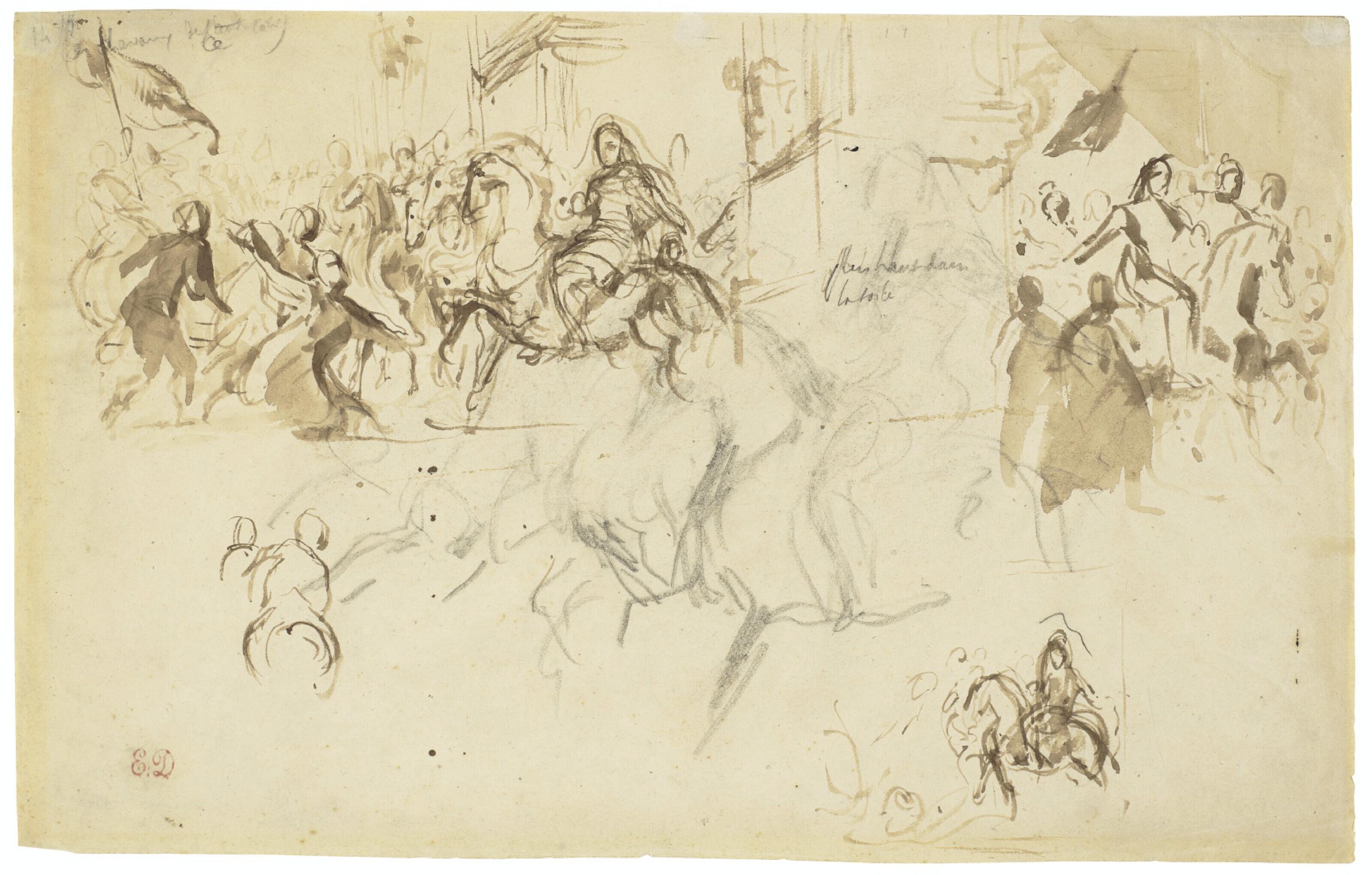 Ferdinand-Victor-Eugène Delacroix - Studies for the Justice of Trajan