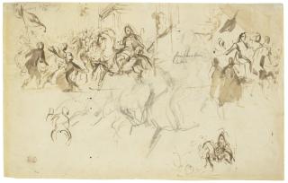 Ferdinand-Victor-Eugène Delacroix - Studies for the Justice of Trajan