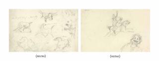 Ferdinand-Victor-Eugène Delacroix - Studies Of Figures, Horses And A Snake (Recto And Verso)
