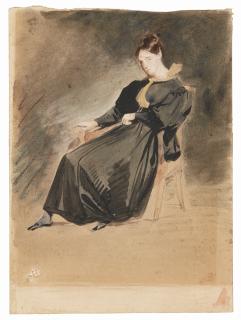 Ferdinand-Victor-Eugène Delacroix - Study Of A Seated Young Woman